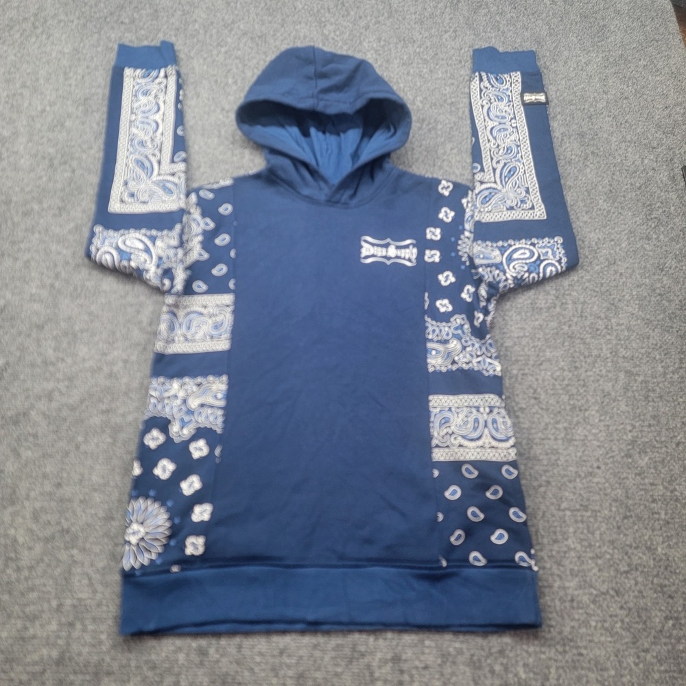 Dogg Supply by Snoop Dogg Blue Bandana Paisley Patchwork Hoodie Size 18 Fleece